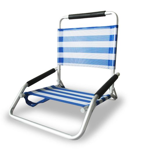 Blue striped low sand beach chair